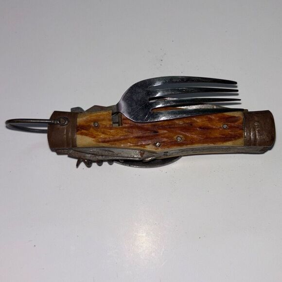 Vintage Korium Japan Folding 8 Multi-Tool Camping Scout Knife 4.5" 1960s - Picture 6 of 9